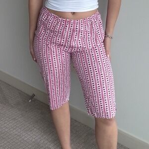 Vintage Q and A Heart and Stripe Print Valentine's‎ Day Cotton Capris
